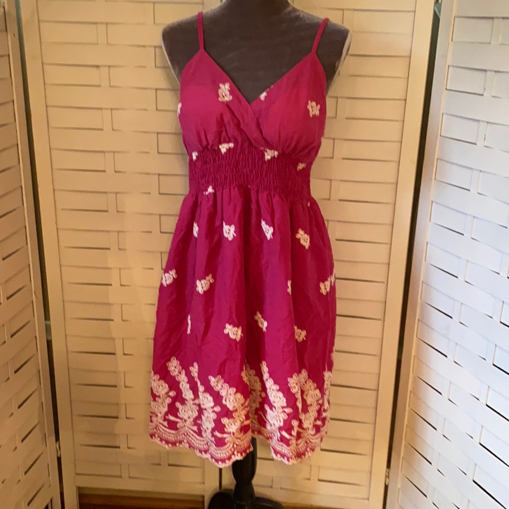 She’s Cool fuchsia embroidered sun dress NEW